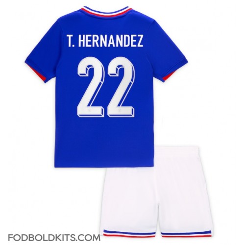 Frankrig Theo Hernandez #22 Hjemmebanesæt Børn EM 2024 Kortærmet (+ Korte bukser)